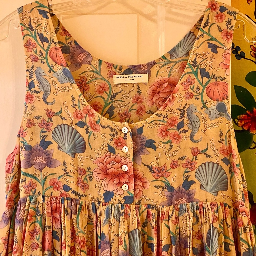 πΊπHPππΊ NWOT Spell & The Gypsy Seashell Babydoll Midi Dress - Picture 10 of 16